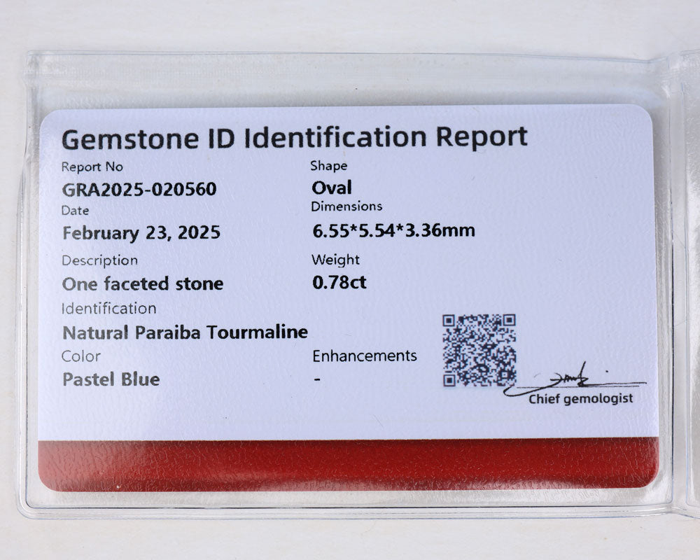 Paraiba Turmalin 0.78 ct certifierad