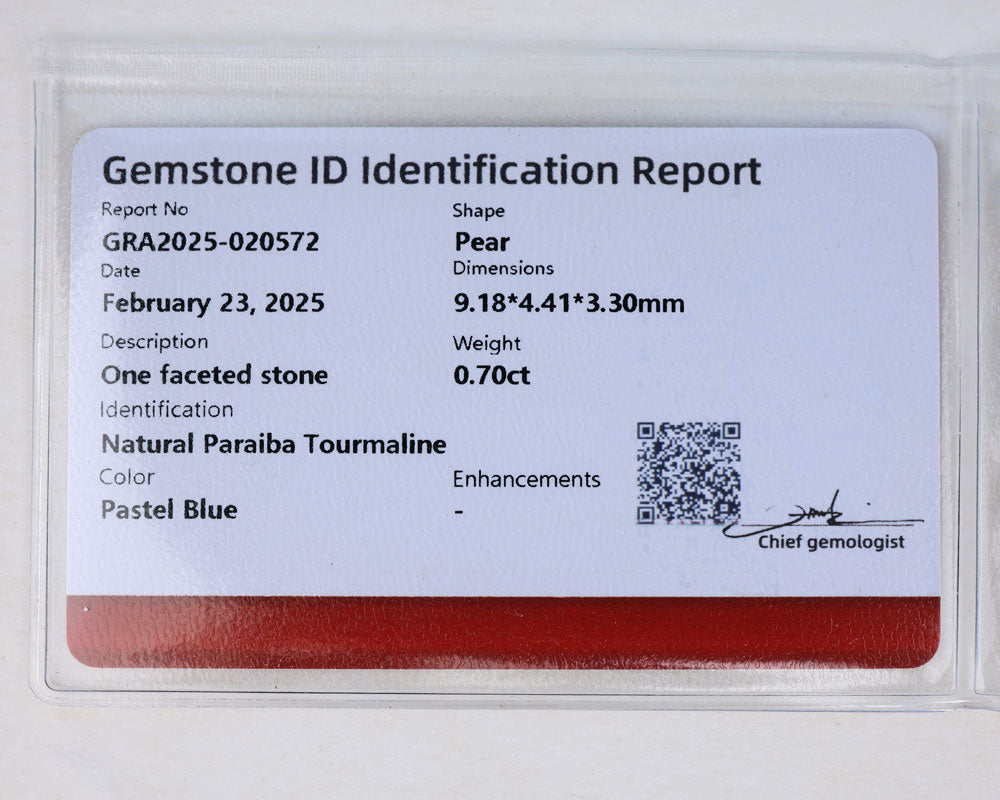 Paraiba Turmalin 0.70 ct certifierad