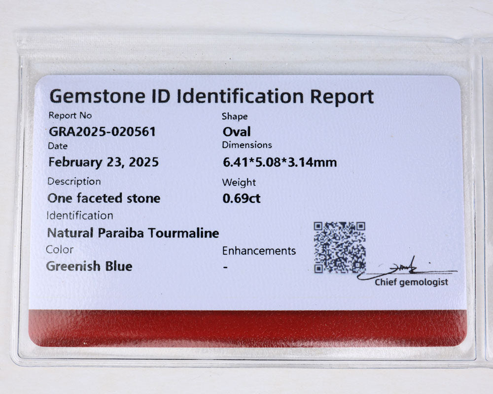 Certified Paraiba Tourmaline 0.69 ct