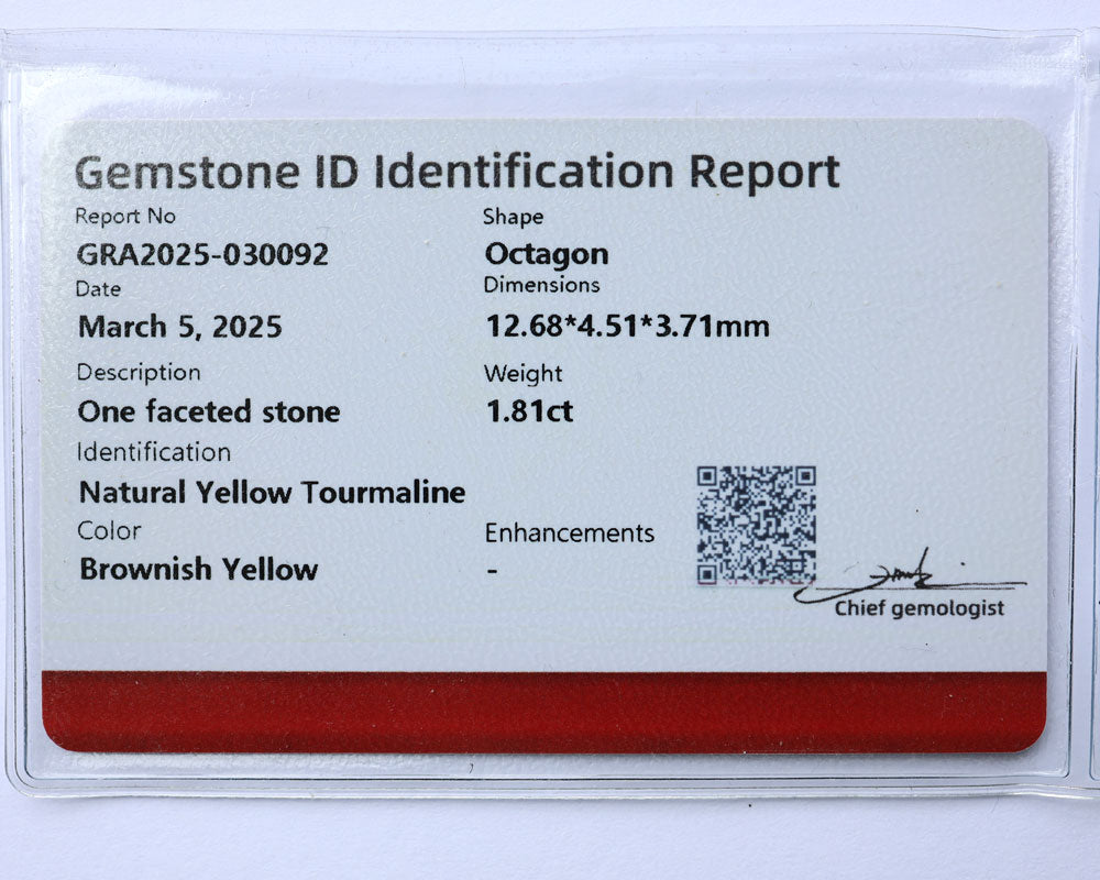 Certified Tourmaline 1.81 ct