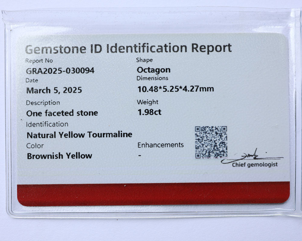 Certifierad turmalin 1,98 ct