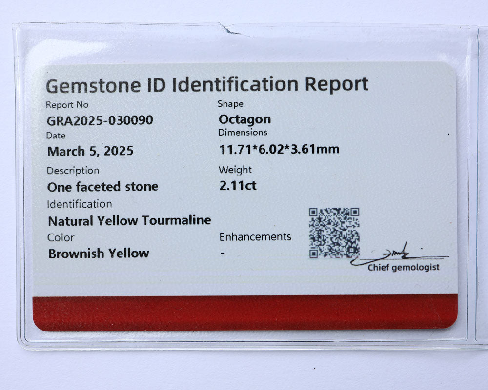 Certifierad turmalin 2,11 ct