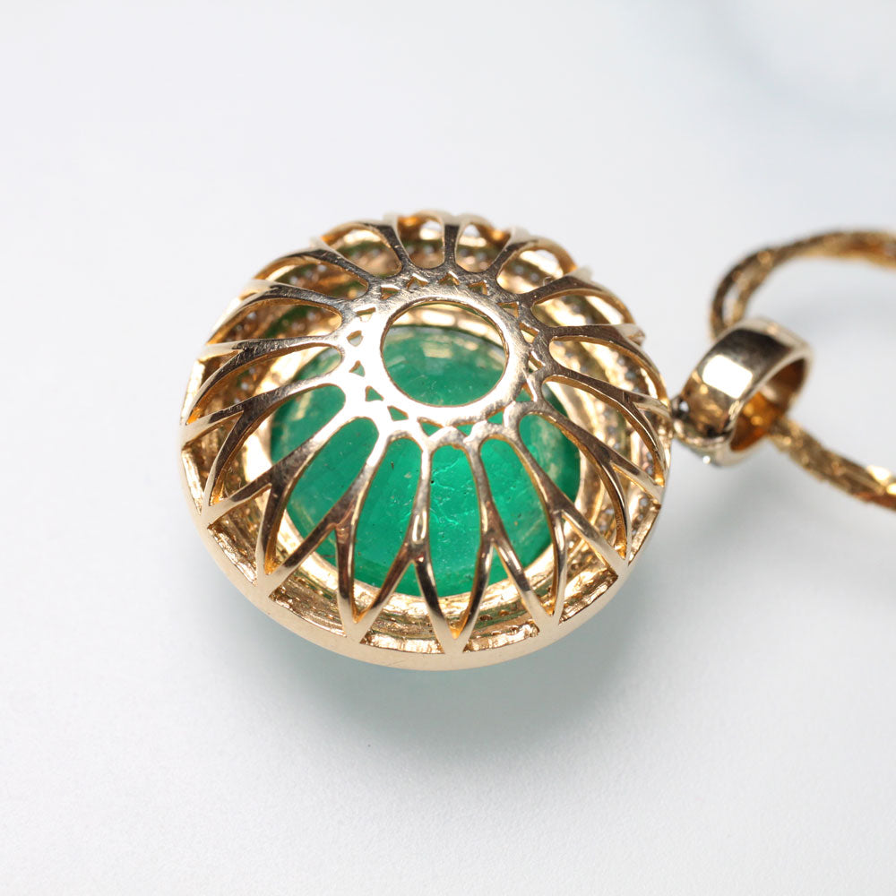Bespoke Diamond encrusted Emerald pendant