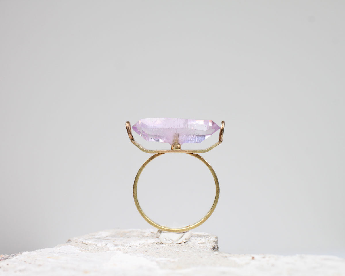14k guldring med dubbelspets ametist