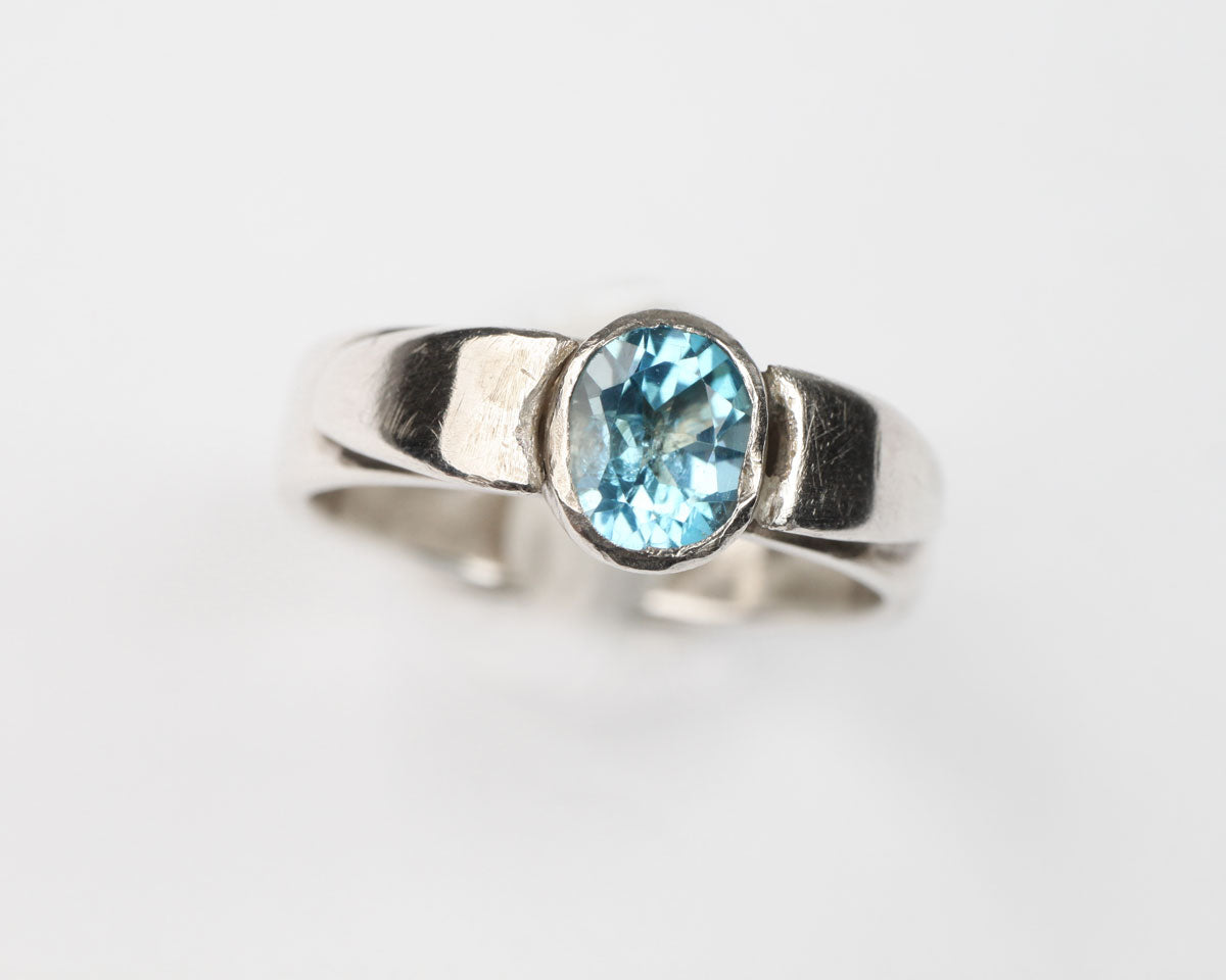 Blå Topaz silverring