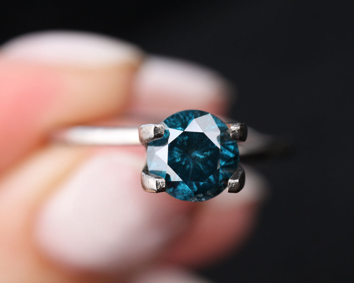 Blå diamant rund 6 mm 1 ct