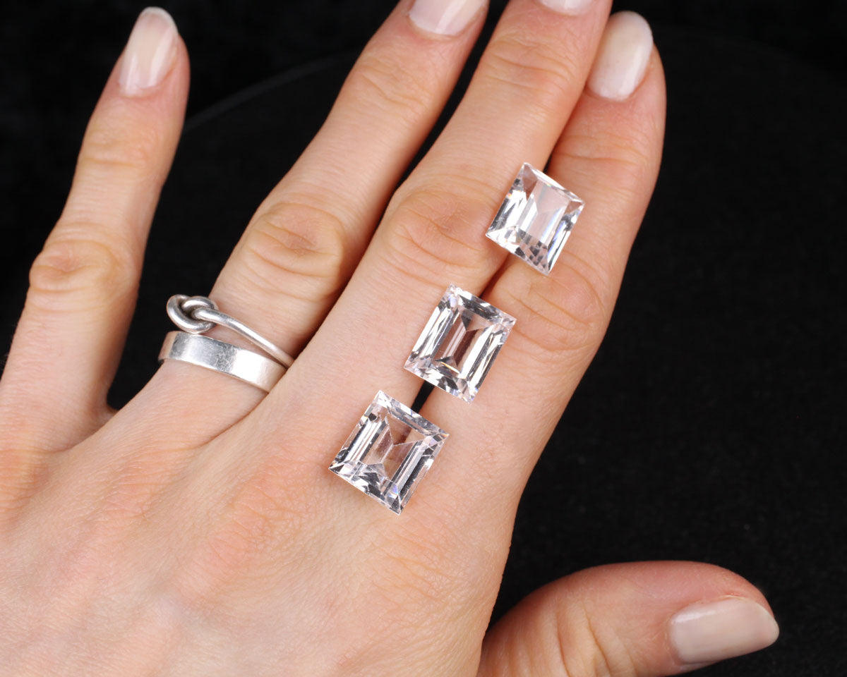 Spinell vit rektangel 13x10 mm