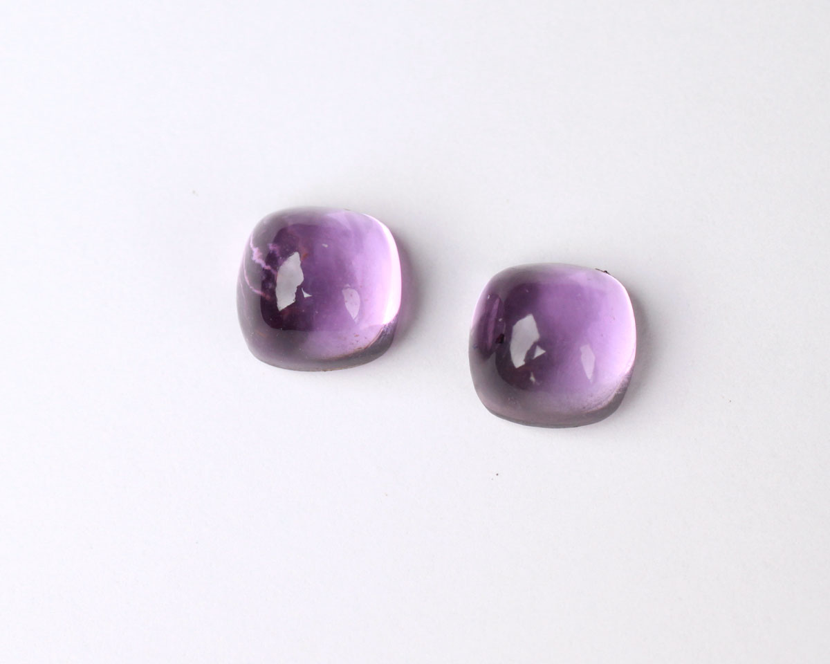 Amethyst cabochon square pair 6 mm 2 ct