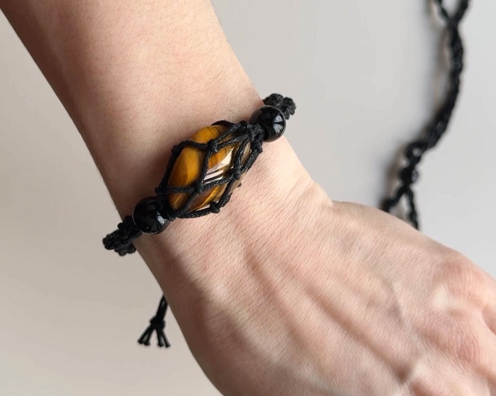 Macrame Crystal holder bracelet