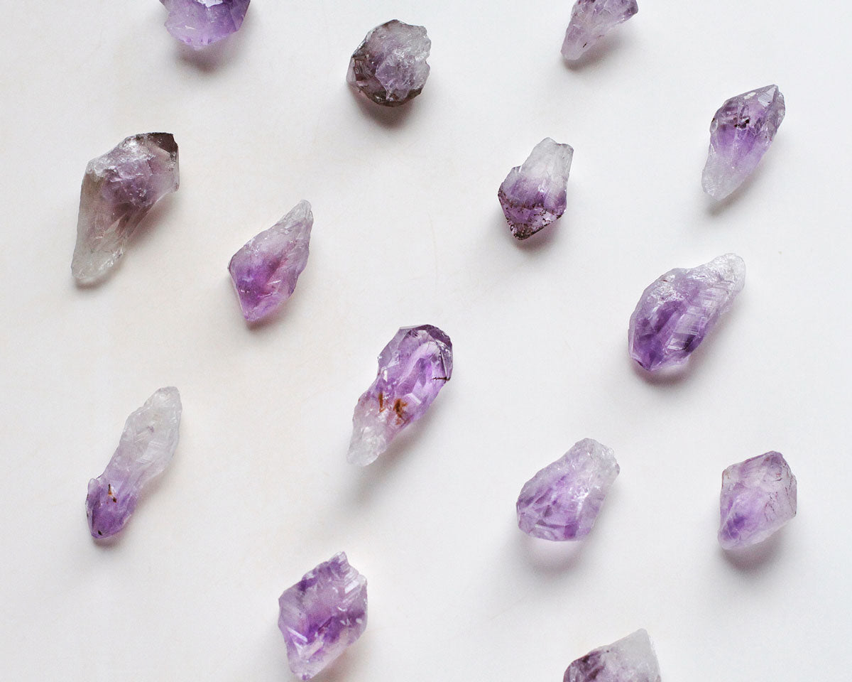 Rough amethyst crystals