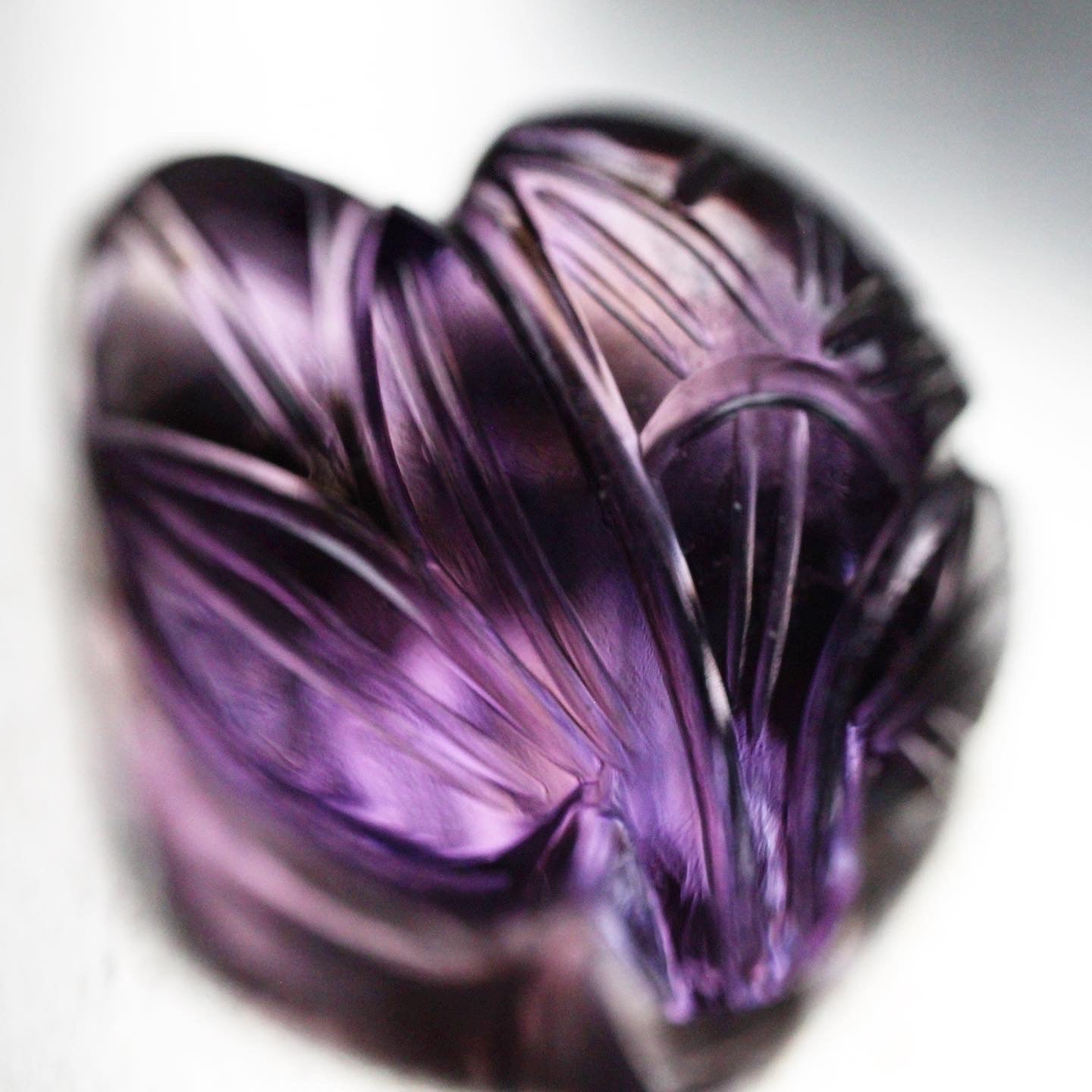 Amethyst Floral Heart Carving