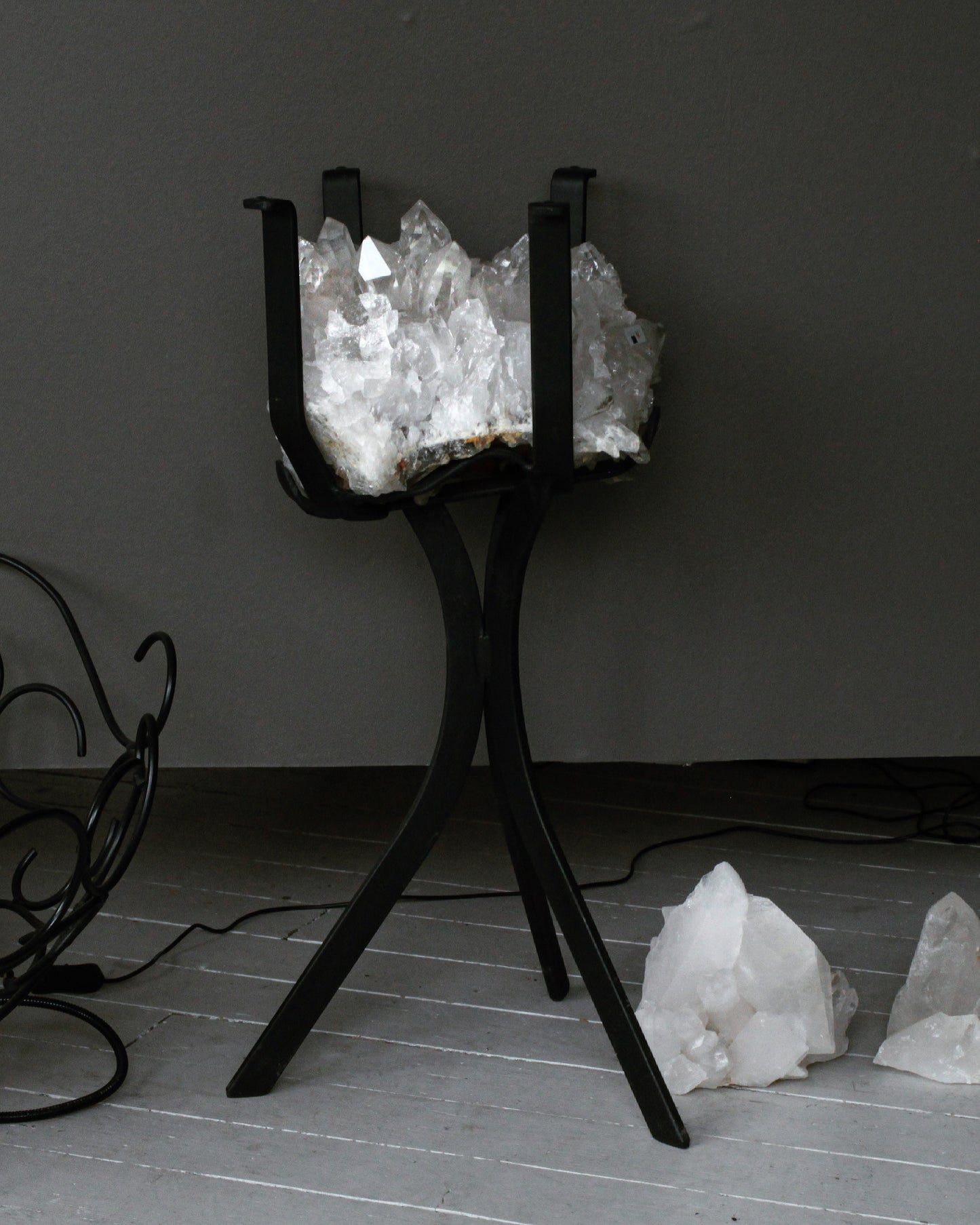 Rock Quartz Cluster Table Stand