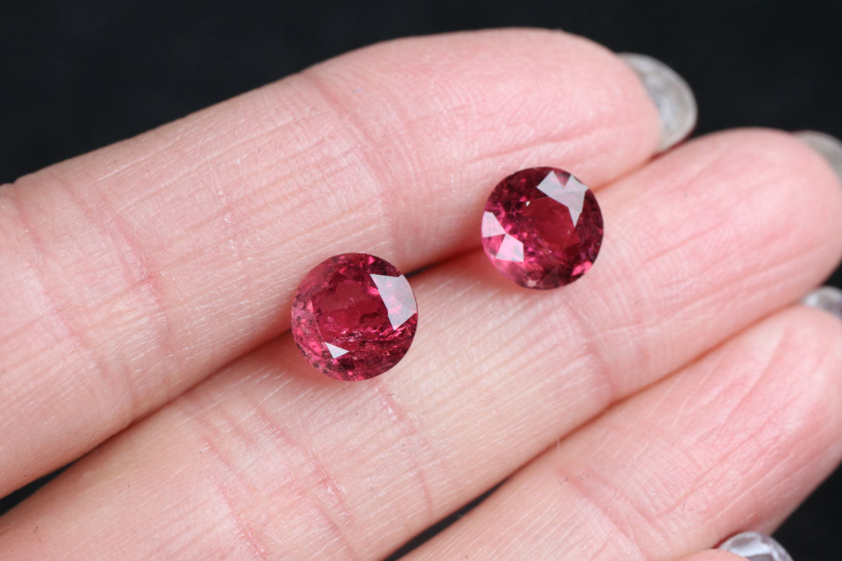 Pink Tourmaline Round 8 mm Pair