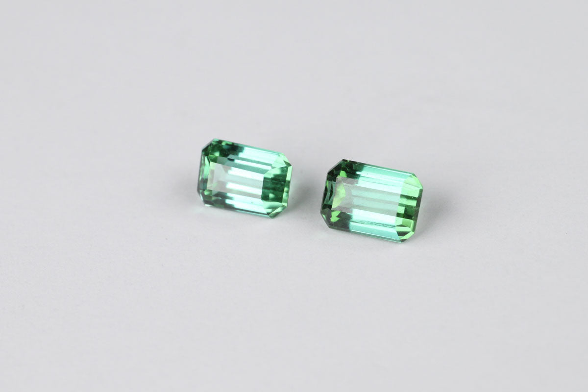 Green Tourmaline Emerald Cut 6x4 mm Pair