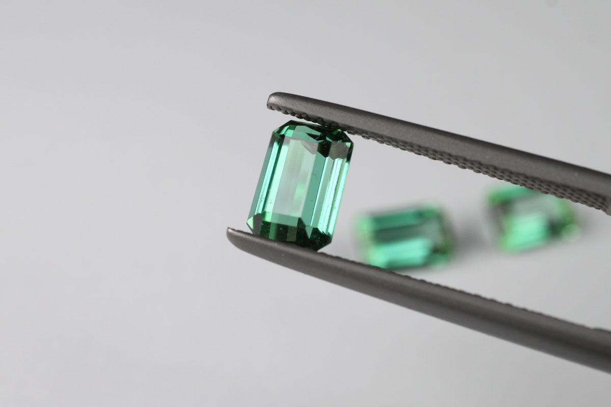 Green Tourmaline Emerald Cut 7x5 mm Lot