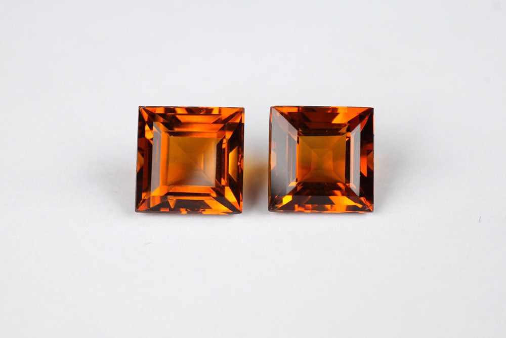 Madeira Citrine Square 8x8 mm Pair