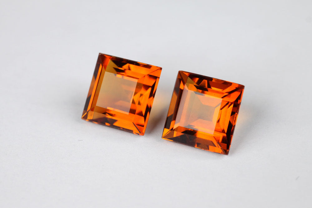 Madeira Citrine Square 8x8 mm Pair