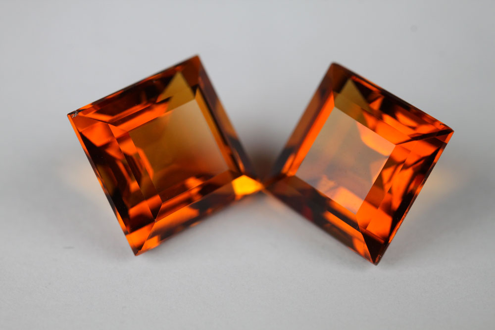 Madeira Citrine Square 8x8 mm Pair