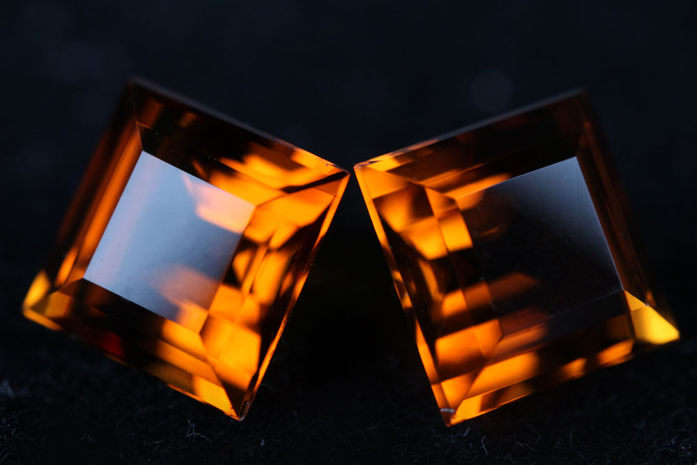 Madeira Citrine Square 8x8 mm Pair