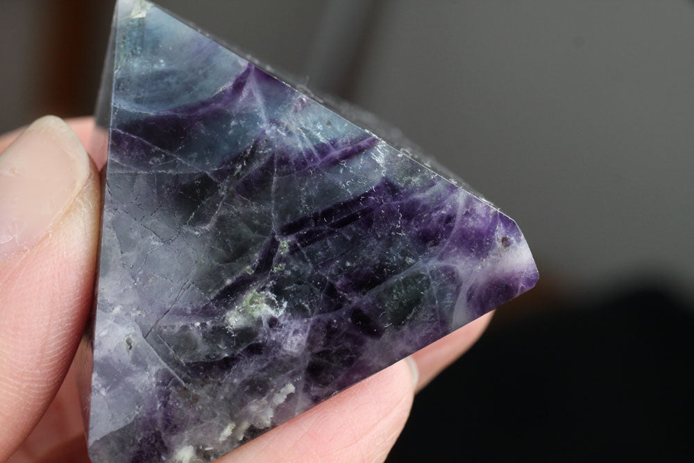 Fluorite Pyramid Purple-White-Green 4 cm