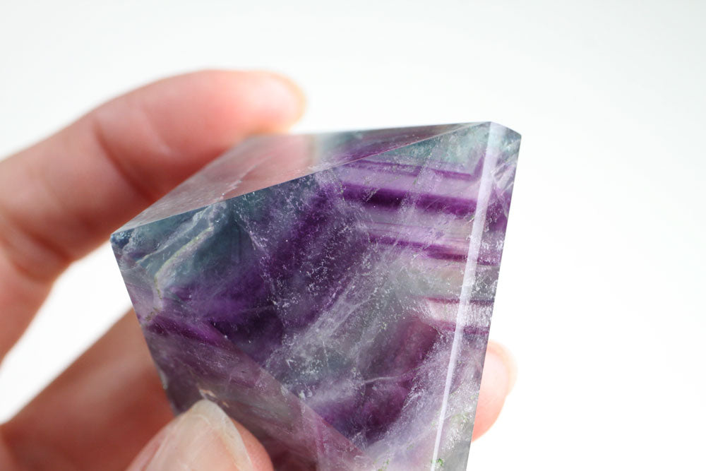 Fluorite Pyramid Green-Purple-White 4 cm