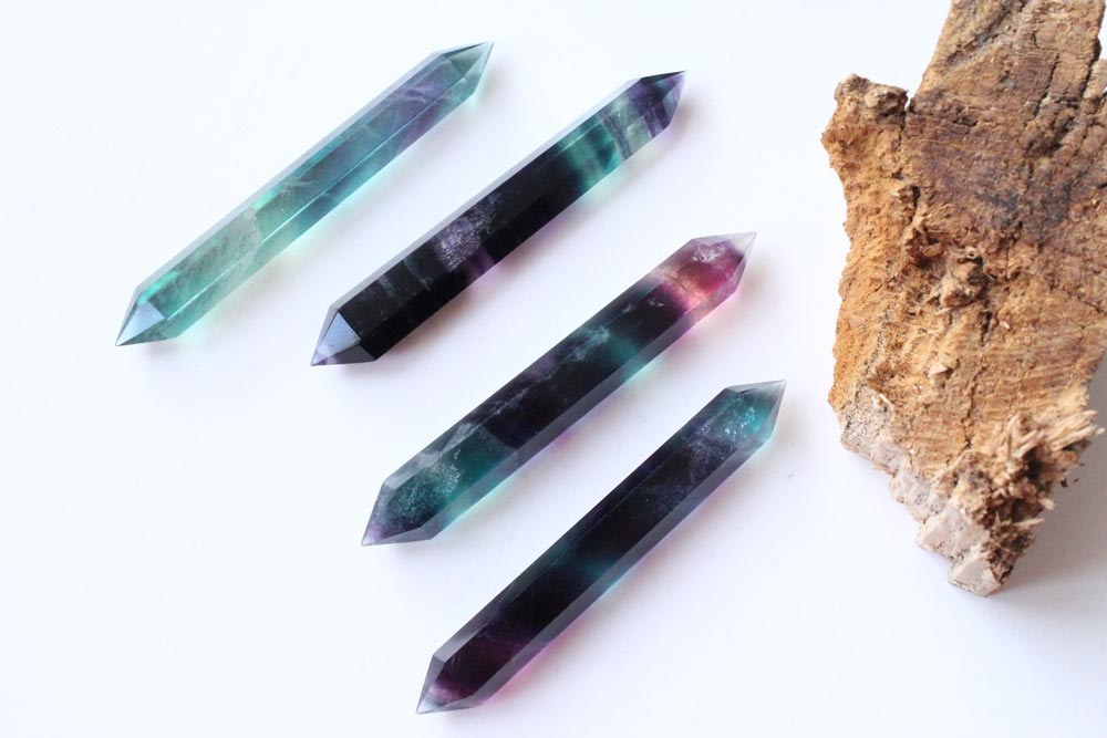 Fluorite Double Points Purple + Green