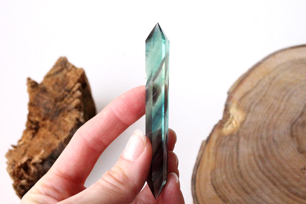 Light Rainbow Fluorite Double Point