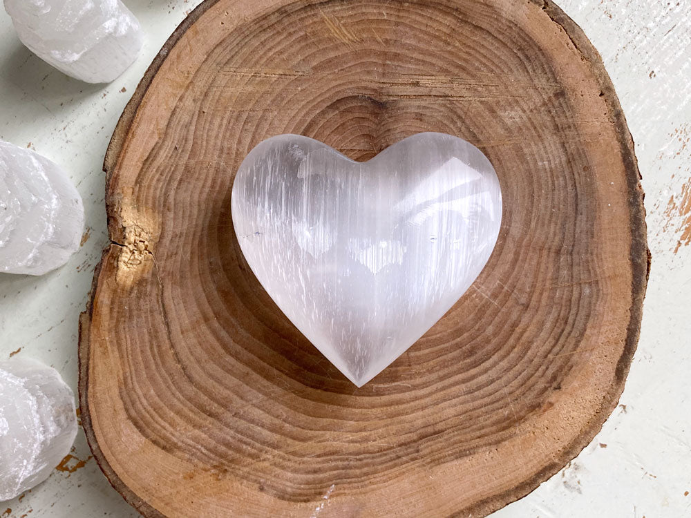 Selenite Heart Large