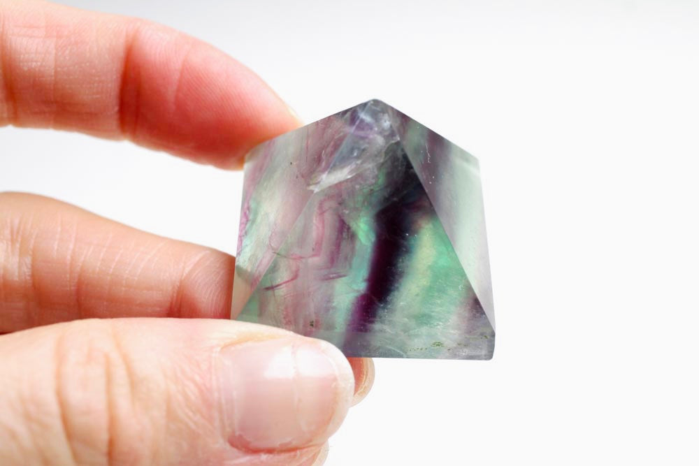 Fluorite Pyramid Light Green + Purple 3 cm