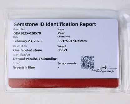 Certified Paraiba Tourmaline 0.95 ct