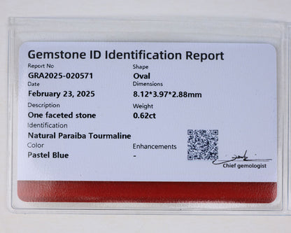 Paraiba Turmalin 0.62 ct certifierad 
