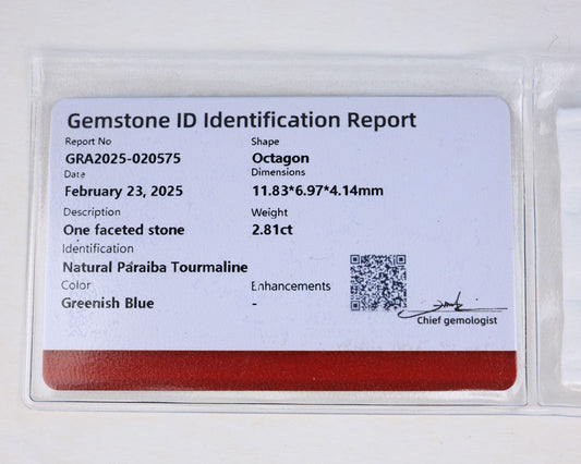 Paraiba Turmalin 2.81 ct certifierad 