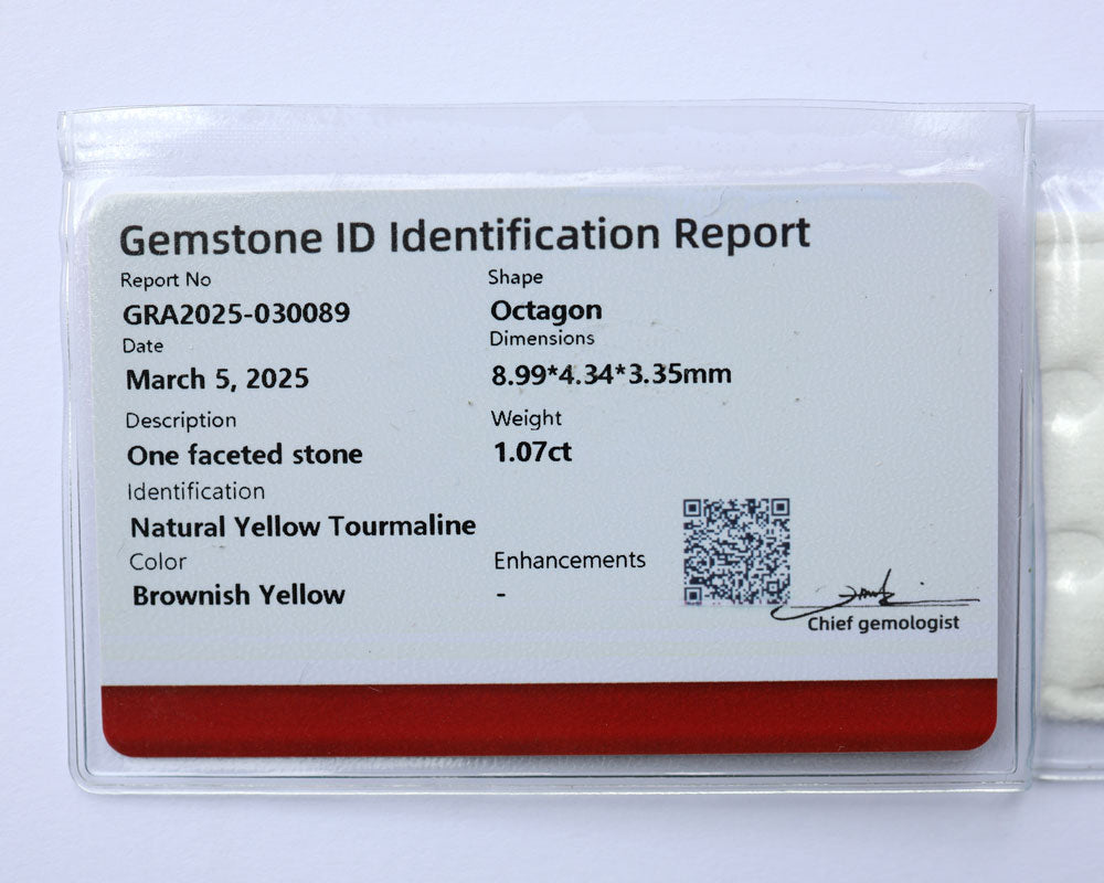 Certified Tourmaline 1.07 ct