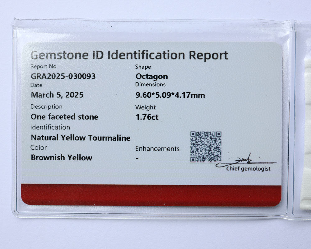 Certifierad turmalin 1.76 ct