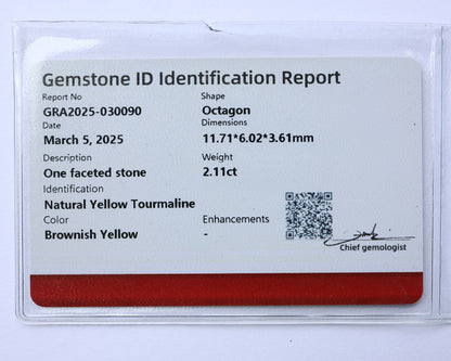 Certifierad turmalin 2,11 ct