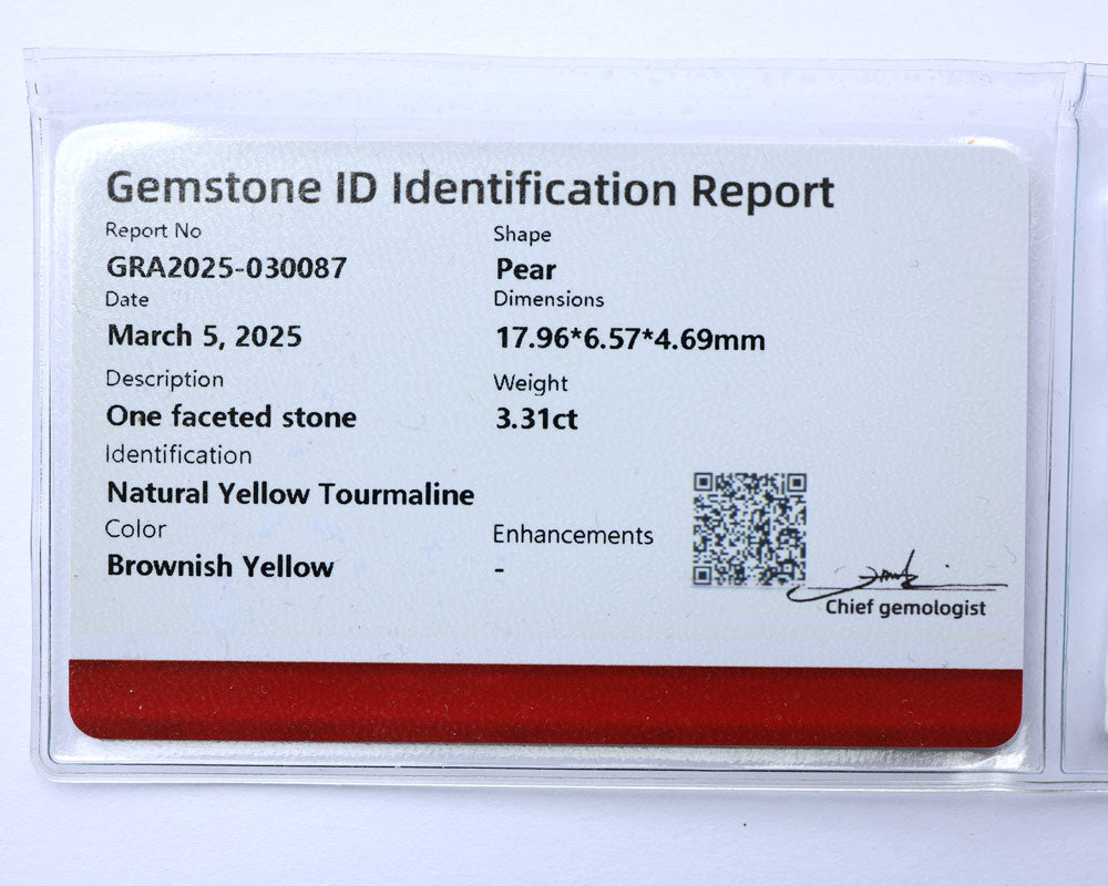 Certifierad turmalin 3,31 ct