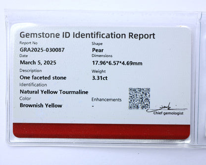 Certifierad turmalin 3,31 ct