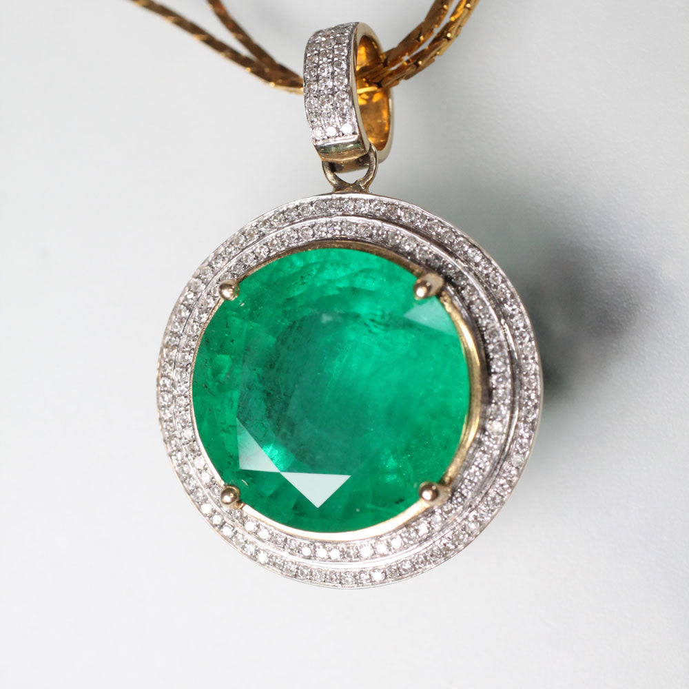 Bespoke Emerald and diamond pendant