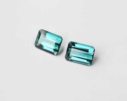 Turmalinpar Grönaktigtblå 6x8 mm 3,1 ct