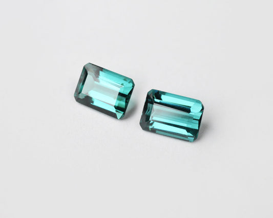 Turmalinpar Grönaktigtblå 6x8 mm 3,1 ct