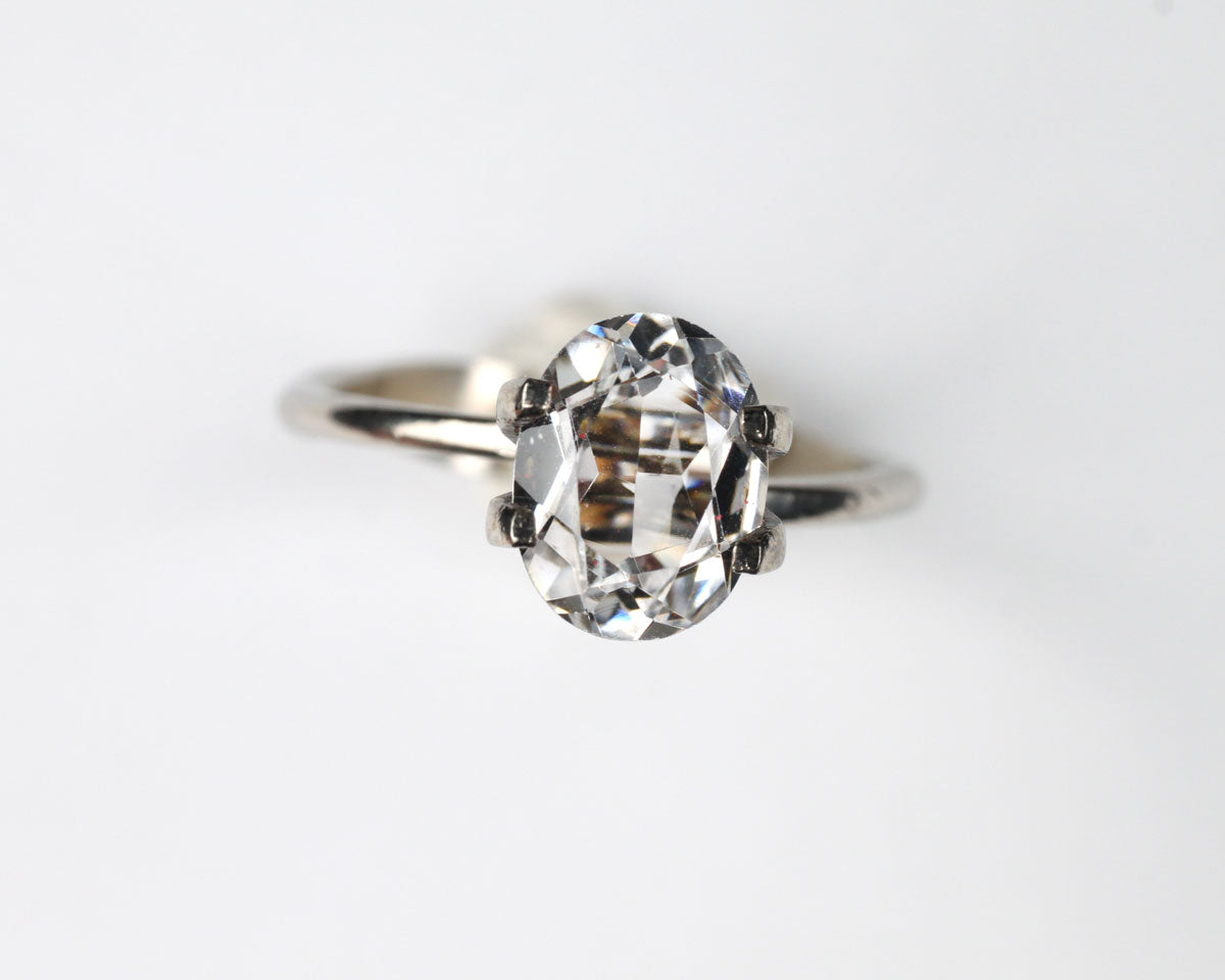 Spinel faceted oval white 9x7 mm