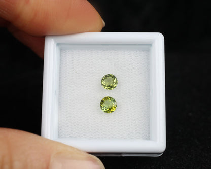 Tourmaline green round 4 mm pair 0.58 ct total