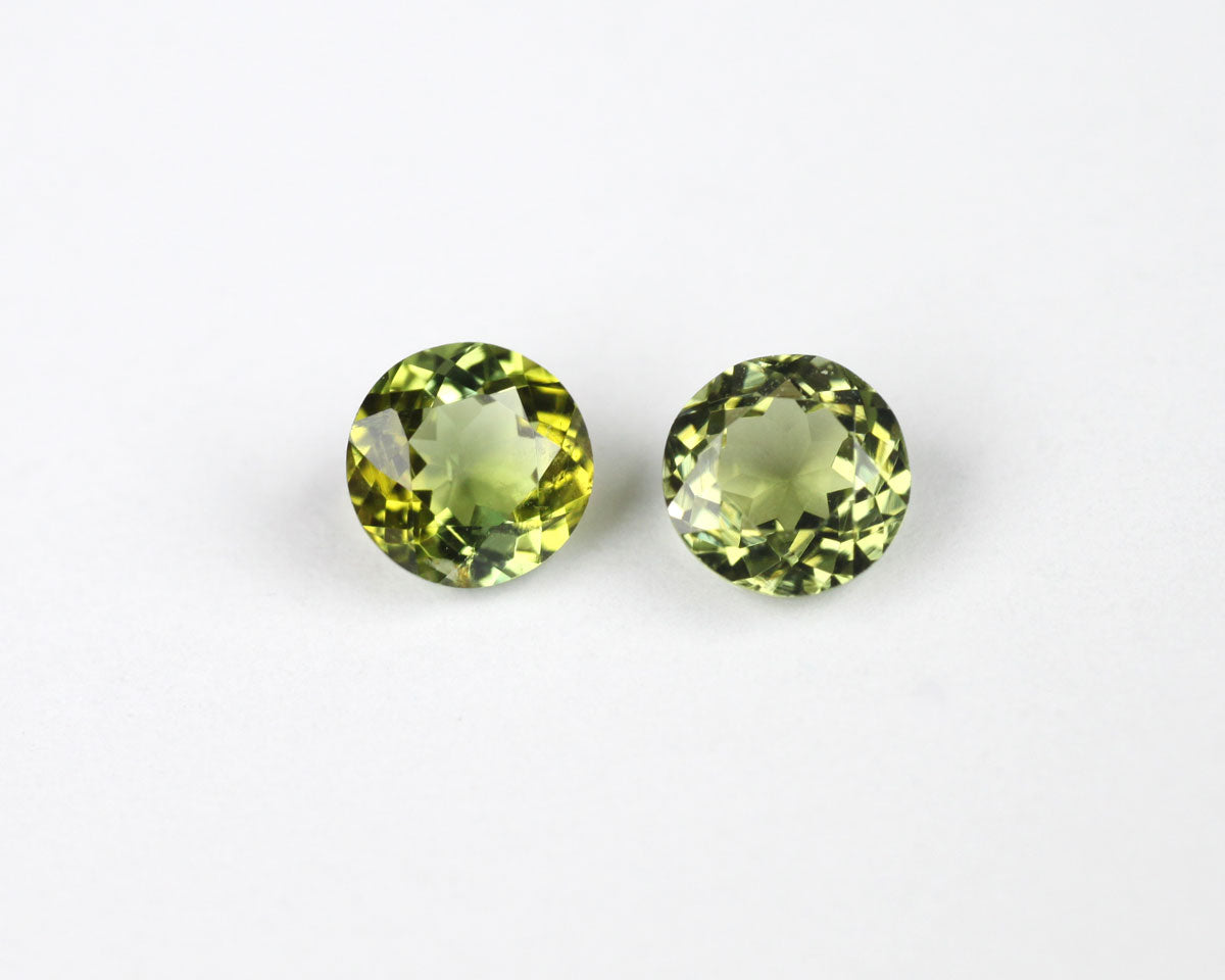 Tourmaline green round 4 mm pair 0.58 ct total