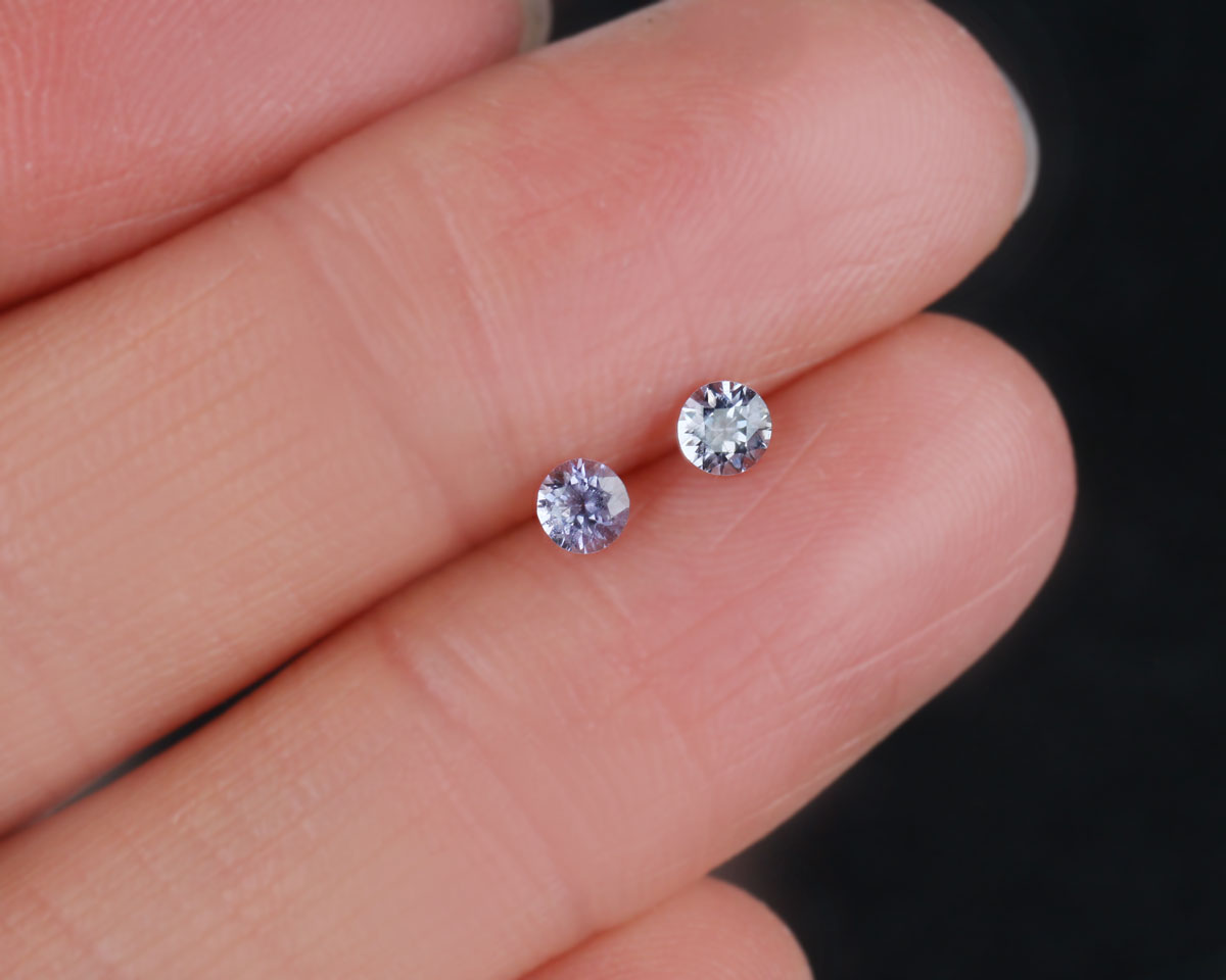 Spinel purple round 3 mm pair 0.28 ct