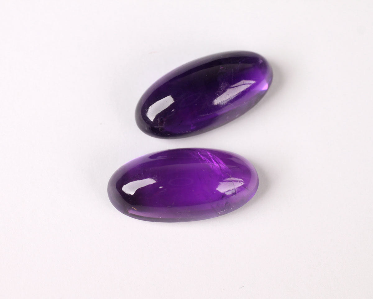 Amethyst cabochon oval pair 16x8 mm 9.6 ct