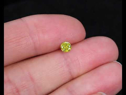 Diamond greenish yellow round 4 mm 0.24 ct