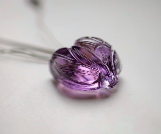 Amethyst Floral Heart Carving