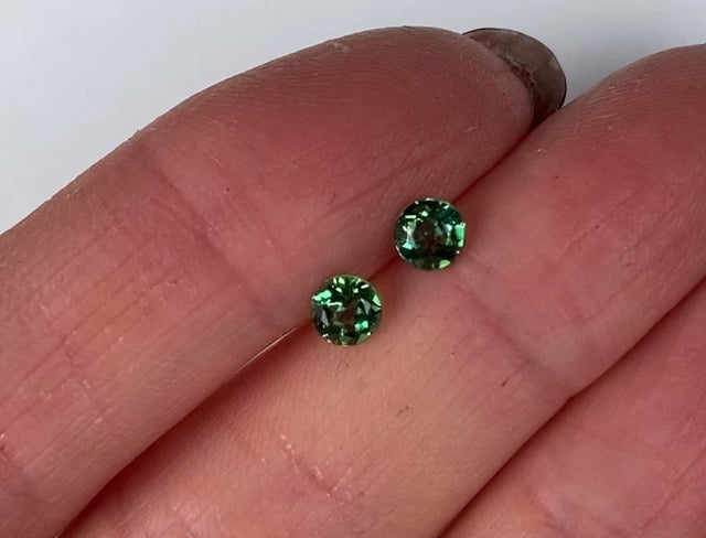 Green Tourmaline Round 4.35 mm Pair