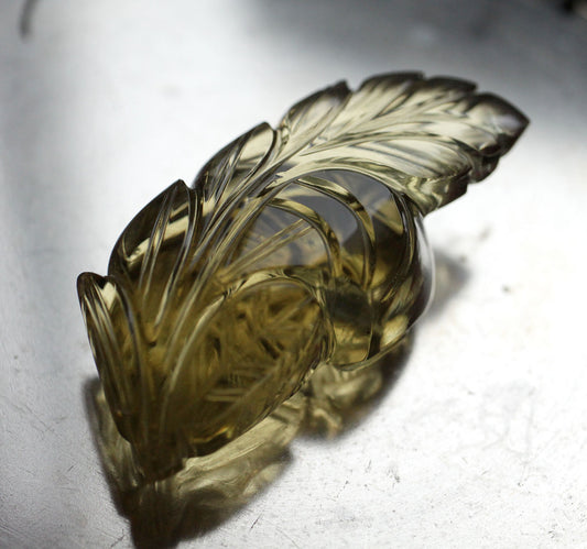 Smoky Citrine Leaf Carving