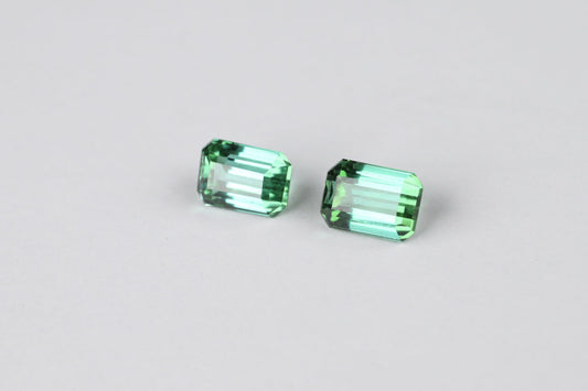 Green Tourmaline Emerald Cut 6x4 mm Pair